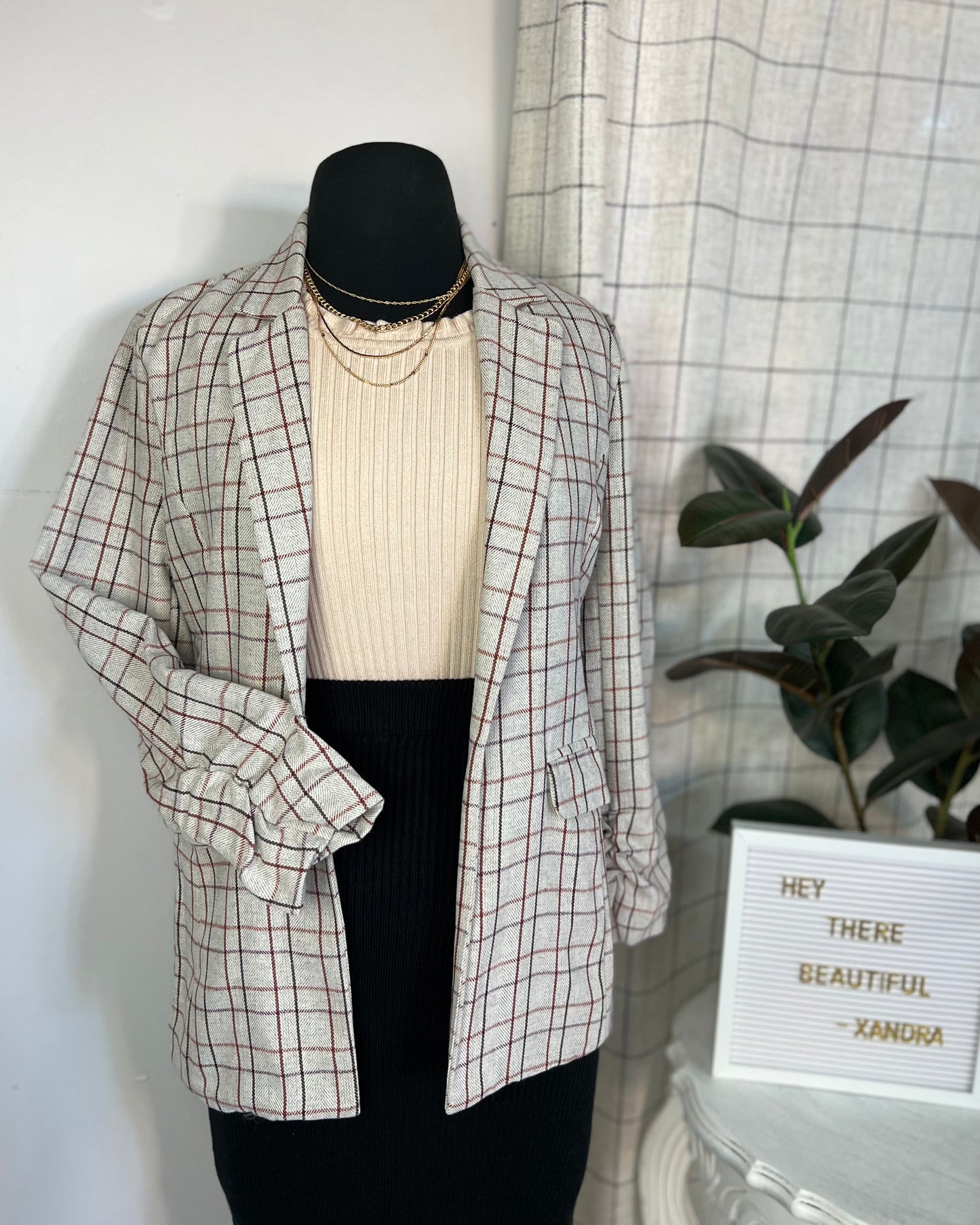 CHLOE BLAZER - HEATHER GREY PLAID